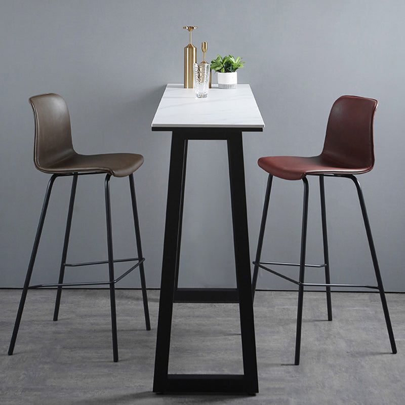 Industrial Bar Table 42-inch Height Stone Top Bistro Table for Coffee Shop 47.2"L x 15.7"W x 41.3"H Without Chairs Clearhalo 'Bar Furniture' 'Bar Tables' 'bar_tables' 'furn' 'furn_bar_tables' 'Furniture' 'furniture_bar_tables' 'Kitchen & Dining Furniture' 5031162