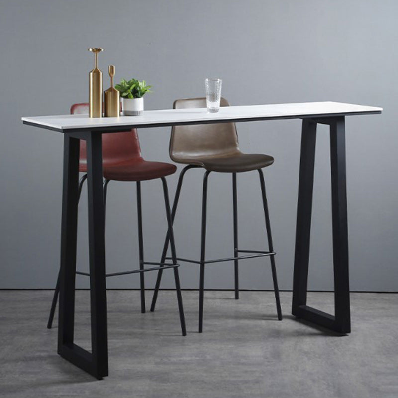 Industrial Bar Table 42-inch Height Stone Top Bistro Table for Coffee Shop 63"L x 15.7"W x 41.3"H Without Chairs Clearhalo 'Bar Furniture' 'Bar Tables' 'bar_tables' 'furn' 'furn_bar_tables' 'Furniture' 'furniture_bar_tables' 'Kitchen & Dining Furniture' 5031170