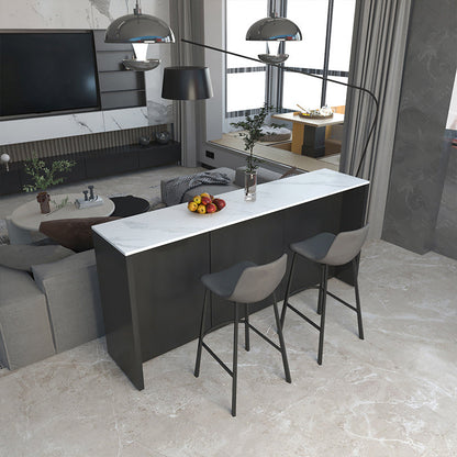 Rectangle Indoor Patio Bar Table Double pedestal White Stone Counter Table 47.2"L x 15.7"W x 41.3"H Without Chairs Clearhalo 'Bar Furniture' 'Bar Tables' 'bar_tables' 'furn' 'furn_bar_tables' 'Furniture' 'furniture_bar_tables' 'Kitchen & Dining Furniture' 5031178