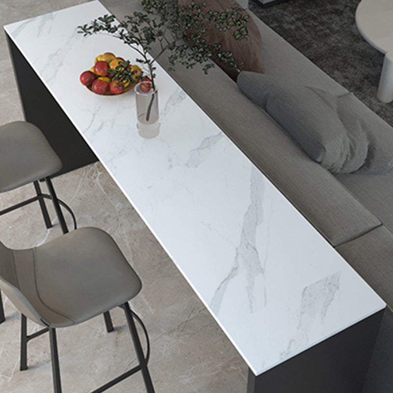 Rectangle Indoor Patio Bar Table Double pedestal White Stone Counter Table Clearhalo 'Bar Furniture' 'Bar Tables' 'bar_tables' 'furn' 'furn_bar_tables' 'Furniture' 'furniture_bar_tables' 'Kitchen & Dining Furniture' 5031183