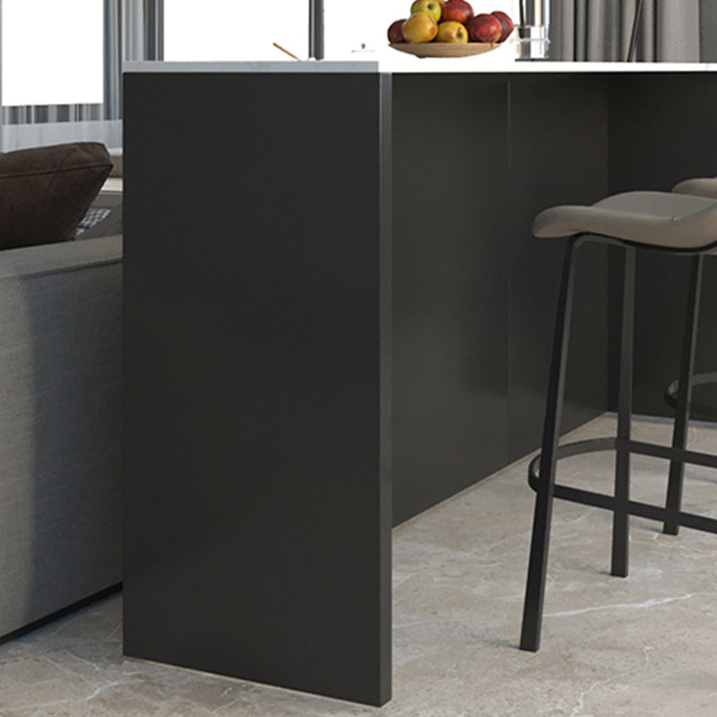 Rectangle Indoor Patio Bar Table Double pedestal White Stone Counter Table Clearhalo 'Bar Furniture' 'Bar Tables' 'bar_tables' 'furn' 'furn_bar_tables' 'Furniture' 'furniture_bar_tables' 'Kitchen & Dining Furniture' 5031184