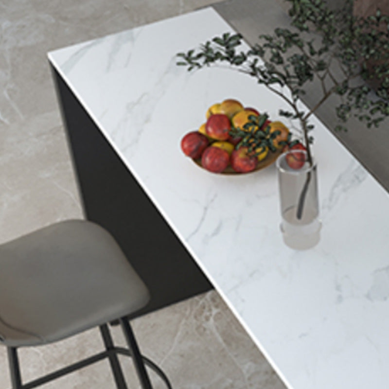 Rectangle Indoor Patio Bar Table Double pedestal White Stone Counter Table Clearhalo 'Bar Furniture' 'Bar Tables' 'bar_tables' 'furn' 'furn_bar_tables' 'Furniture' 'furniture_bar_tables' 'Kitchen & Dining Furniture' 5031186