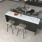 Rectangle Indoor Patio Bar Table Double pedestal White Stone Counter Table 78.7"L x 15.7"W x 41.3"H Without Chairs Clearhalo 'Bar Furniture' 'Bar Tables' 'bar_tables' 'furn' 'furn_bar_tables' 'Furniture' 'furniture_bar_tables' 'Kitchen & Dining Furniture' 5031187