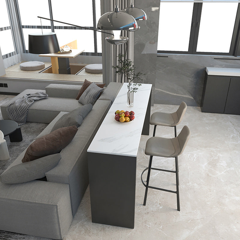 Rectangle Indoor Patio Bar Table Double pedestal White Stone Counter Table Clearhalo 'Bar Furniture' 'Bar Tables' 'bar_tables' 'furn' 'furn_bar_tables' 'Furniture' 'furniture_bar_tables' 'Kitchen & Dining Furniture' 5031188