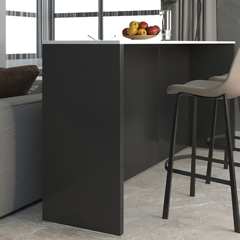 Rectangle Indoor Patio Bar Table Double pedestal White Stone Counter Table Clearhalo 'Bar Furniture' 'Bar Tables' 'bar_tables' 'furn' 'furn_bar_tables' 'Furniture' 'furniture_bar_tables' 'Kitchen & Dining Furniture' 5031189