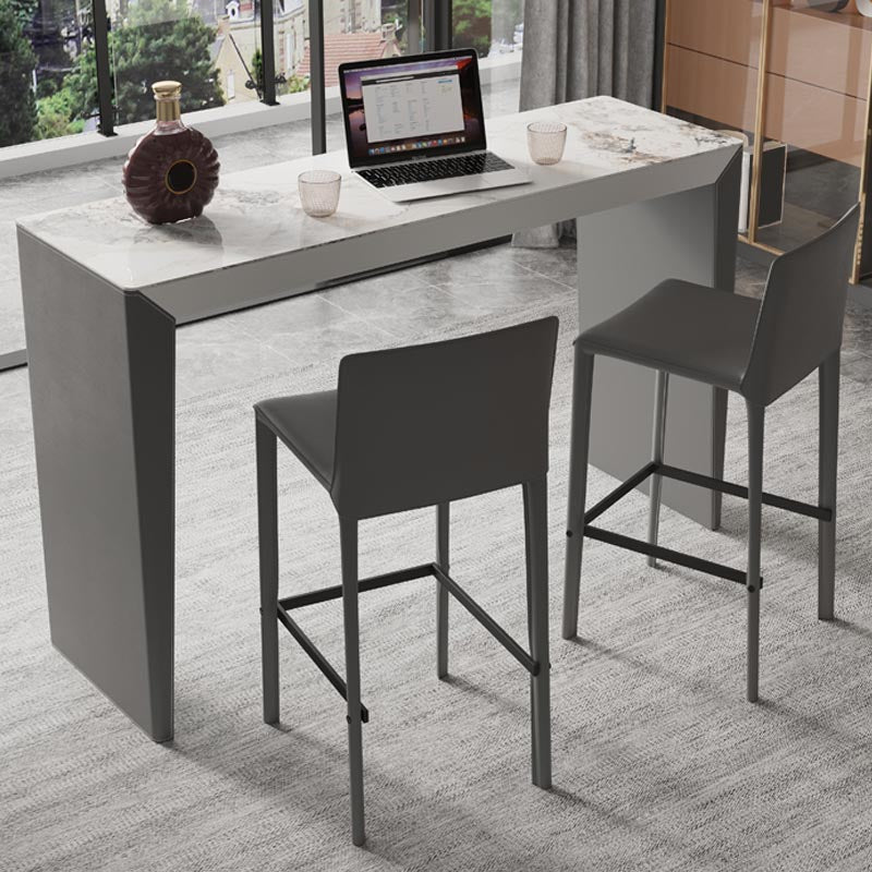 Living Room Counter Wine Table Rectangle Stone Modern Bar Height Pub Table in Grey 55.1"L x 19.7"W x 39.4"H Without Chairs Clearhalo 'Bar Furniture' 'Bar Tables' 'bar_tables' 'furn' 'furn_bar_tables' 'Furniture' 'furniture_bar_tables' 'Kitchen & Dining Furniture' 5031227