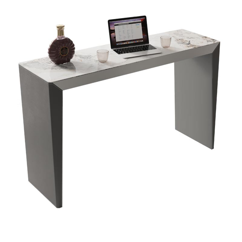 Living Room Counter Wine Table Rectangle Stone Modern Bar Height Pub Table in Grey Without Chairs Clearhalo 'Bar Furniture' 'Bar Tables' 'bar_tables' 'furn' 'furn_bar_tables' 'Furniture' 'furniture_bar_tables' 'Kitchen & Dining Furniture' 5031231