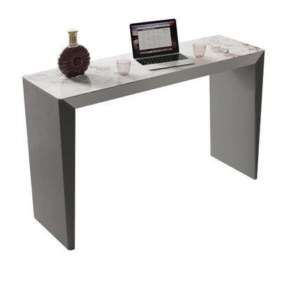 Living Room Counter Wine Table Rectangle Stone Modern Bar Height Pub Table in Grey Without Chairs Clearhalo 'Bar Furniture' 'Bar Tables' 'bar_tables' 'furn' 'furn_bar_tables' 'Furniture' 'furniture_bar_tables' 'Kitchen & Dining Furniture' 5031231