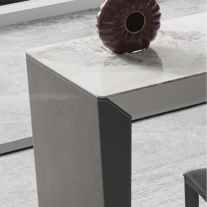 Living Room Counter Wine Table Rectangle Stone Modern Bar Height Pub Table in Grey Clearhalo 'Bar Furniture' 'Bar Tables' 'bar_tables' 'furn' 'furn_bar_tables' 'Furniture' 'furniture_bar_tables' 'Kitchen & Dining Furniture' 5031232