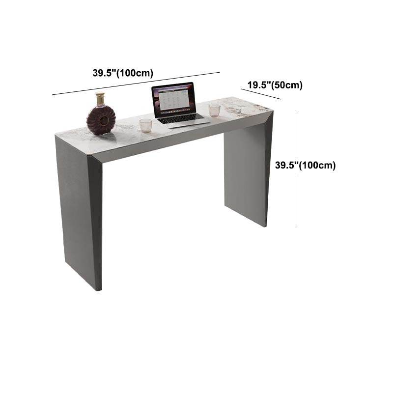 Living Room Counter Wine Table Rectangle Stone Modern Bar Height Pub Table in Grey Clearhalo 'Bar Furniture' 'Bar Tables' 'bar_tables' 'furn' 'furn_bar_tables' 'Furniture' 'furniture_bar_tables' 'Kitchen & Dining Furniture' 5031235