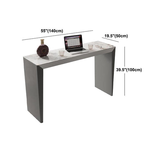 Living Room Counter Wine Table Rectangle Stone Modern Bar Height Pub Table in Grey Clearhalo 'Bar Furniture' 'Bar Tables' 'bar_tables' 'furn' 'furn_bar_tables' 'Furniture' 'furniture_bar_tables' 'Kitchen & Dining Furniture' 5031237