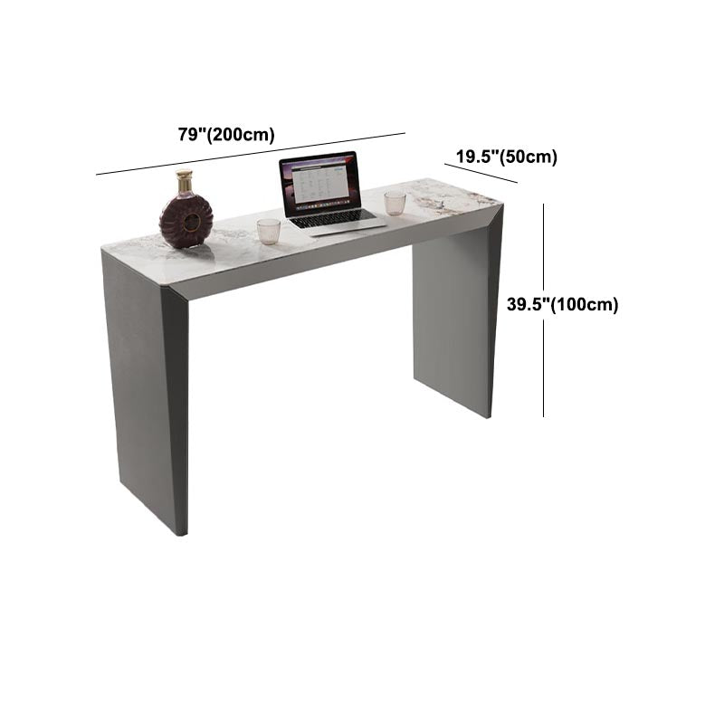 Living Room Counter Wine Table Rectangle Stone Modern Bar Height Pub Table in Grey Clearhalo 'Bar Furniture' 'Bar Tables' 'bar_tables' 'furn' 'furn_bar_tables' 'Furniture' 'furniture_bar_tables' 'Kitchen & Dining Furniture' 5031240