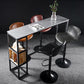 Industrial Bar Table 42-inch Height Stone Top Bistro Table with Storage Shelf 63"L x 15.7"W x 41.3"H Without Chairs Clearhalo 'Bar Furniture' 'Bar Tables' 'bar_tables' 'furn' 'furn_bar_tables' 'Furniture' 'furniture_bar_tables' 'Kitchen & Dining Furniture' 5031243