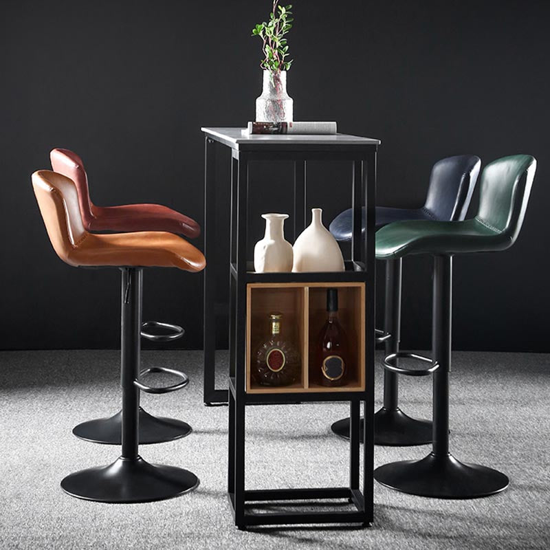 Industrial Bar Table 42-inch Height Stone Top Bistro Table with Storage Shelf 55.1"L x 15.7"W x 41.3"H Without Chairs Clearhalo 'Bar Furniture' 'Bar Tables' 'bar_tables' 'furn' 'furn_bar_tables' 'Furniture' 'furniture_bar_tables' 'Kitchen & Dining Furniture' 5031244