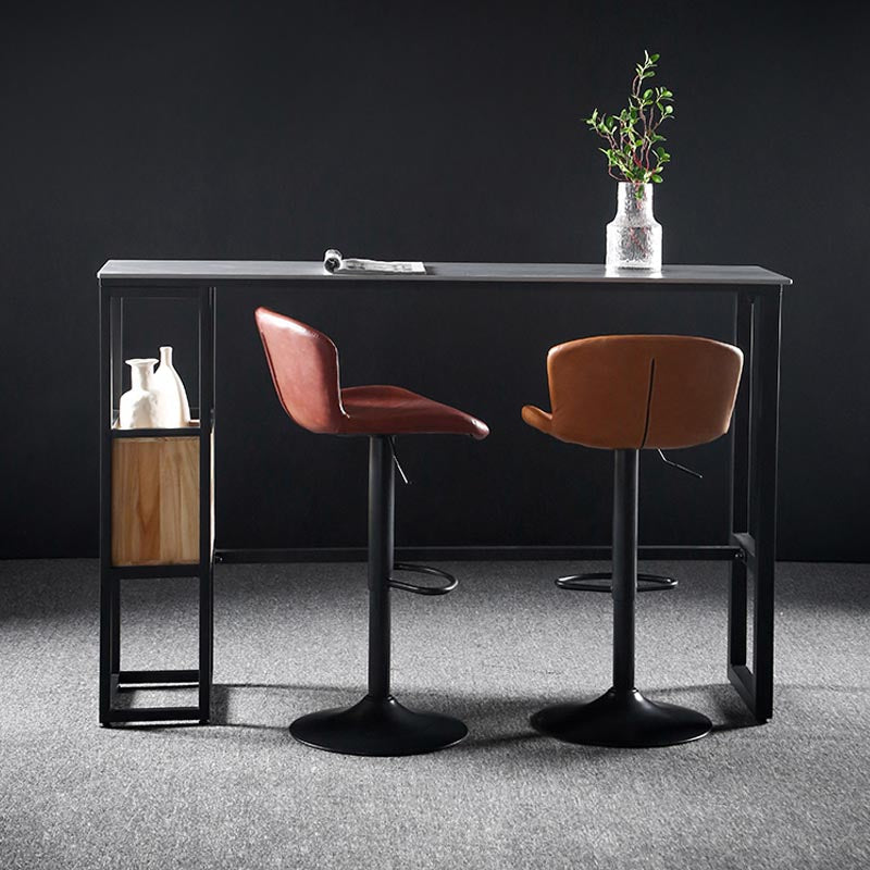 Industrial Bar Table 42-inch Height Stone Top Bistro Table with Storage Shelf Clearhalo 'Bar Furniture' 'Bar Tables' 'bar_tables' 'furn' 'furn_bar_tables' 'Furniture' 'furniture_bar_tables' 'Kitchen & Dining Furniture' 5031251