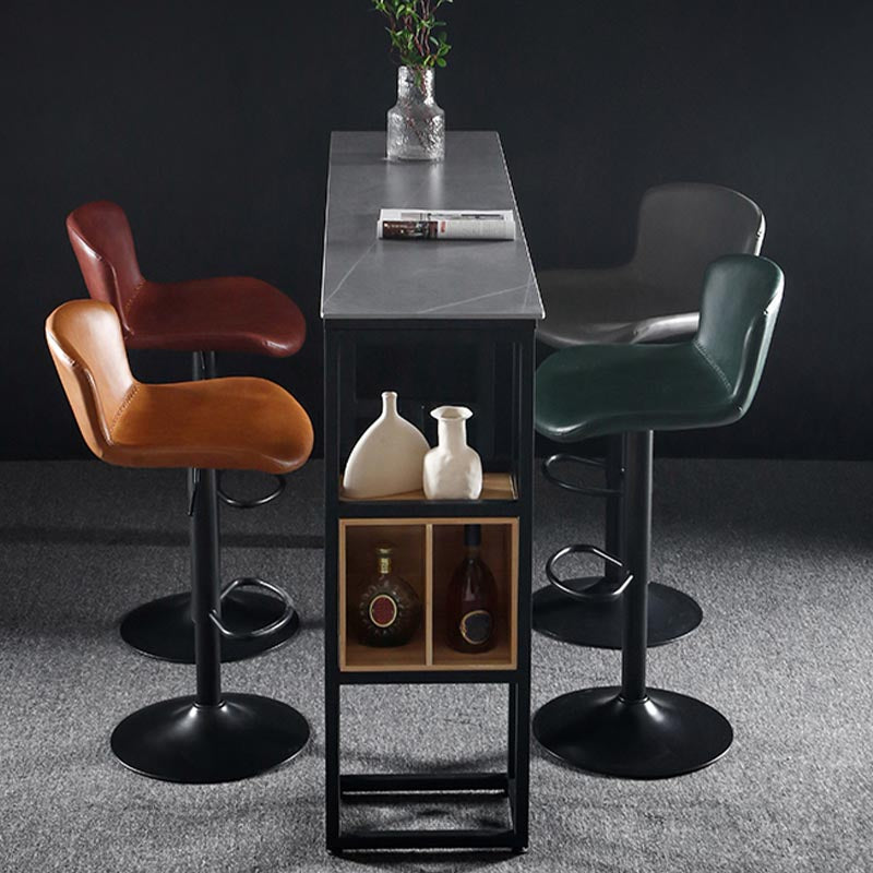 Industrial Bar Table 42-inch Height Stone Top Bistro Table with Storage Shelf Clearhalo 'Bar Furniture' 'Bar Tables' 'bar_tables' 'furn' 'furn_bar_tables' 'Furniture' 'furniture_bar_tables' 'Kitchen & Dining Furniture' 5031253