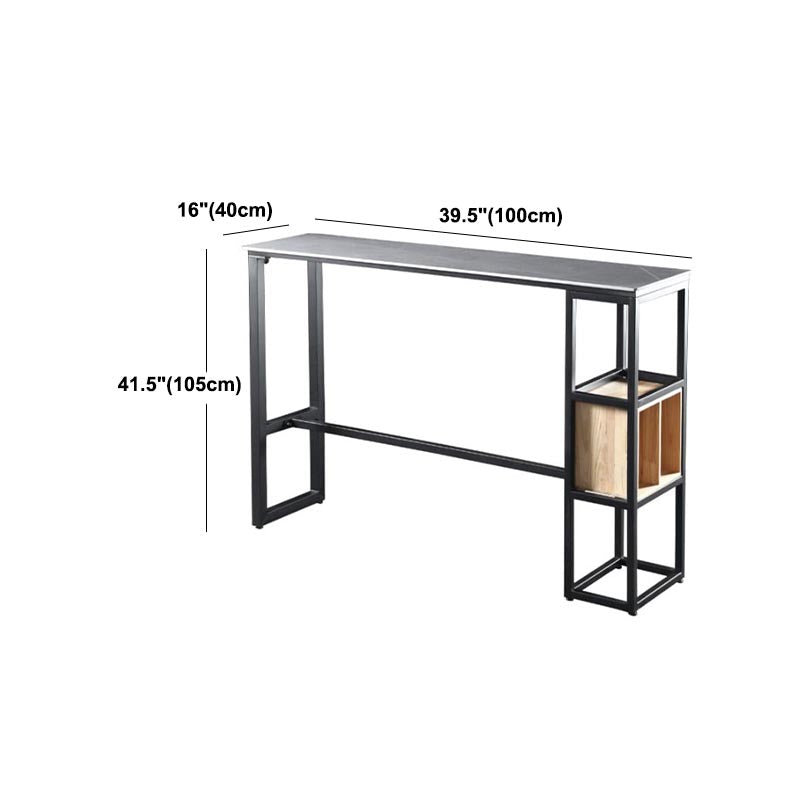 Industrial Bar Table 42-inch Height Stone Top Bistro Table with Storage Shelf Clearhalo 'Bar Furniture' 'Bar Tables' 'bar_tables' 'furn' 'furn_bar_tables' 'Furniture' 'furniture_bar_tables' 'Kitchen & Dining Furniture' 5031262