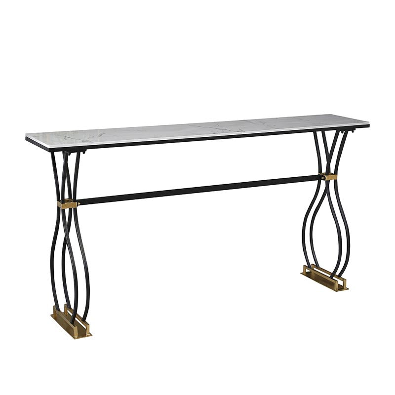 Glam Style Bar Table Artificial Marble 42-inch Height Top Bistro Table White Without Chairs Clearhalo 'Bar Furniture' 'Bar Tables' 'bar_tables' 'furn' 'furn_bar_tables' 'Furniture' 'furniture_bar_tables' 'Kitchen & Dining Furniture' 5031267