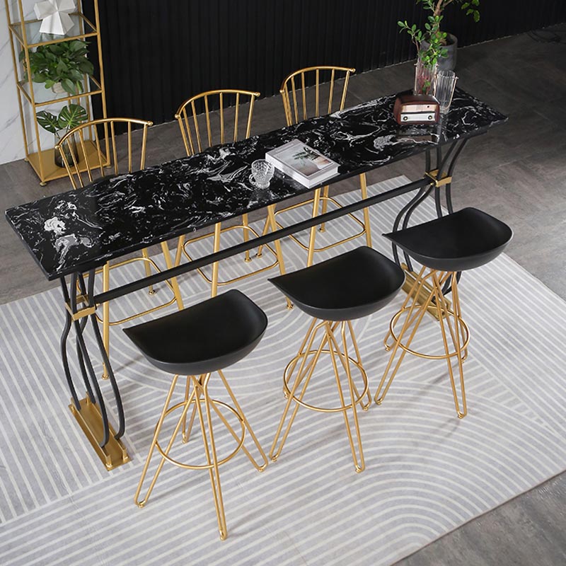 Glam Style Bar Table Artificial Marble 42-inch Height Top Bistro Table Clearhalo 'Bar Furniture' 'Bar Tables' 'bar_tables' 'furn' 'furn_bar_tables' 'Furniture' 'furniture_bar_tables' 'Kitchen & Dining Furniture' 5031273