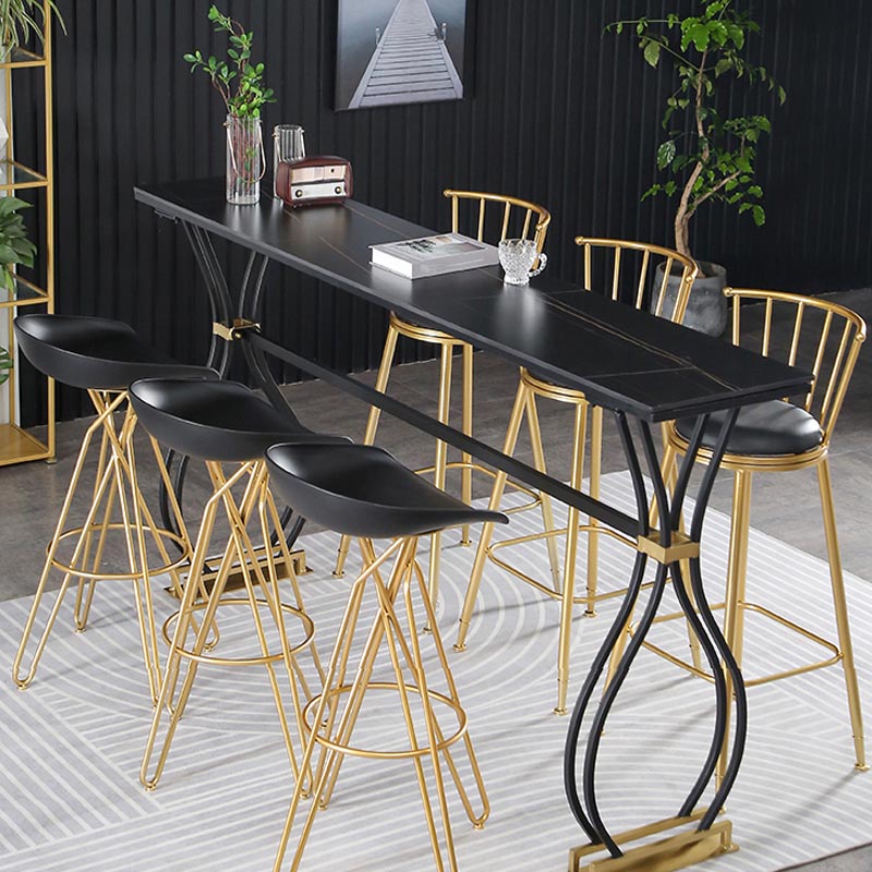 Glam Style Bar Table Artificial Marble 42-inch Height Top Bistro Table Clearhalo 'Bar Furniture' 'Bar Tables' 'bar_tables' 'furn' 'furn_bar_tables' 'Furniture' 'furniture_bar_tables' 'Kitchen & Dining Furniture' 5031276