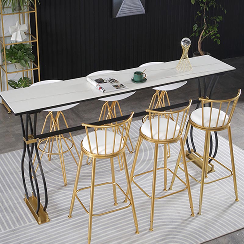 Glam Style Bar Table Artificial Marble 42-inch Height Top Bistro Table Clearhalo 'Bar Furniture' 'Bar Tables' 'bar_tables' 'furn' 'furn_bar_tables' 'Furniture' 'furniture_bar_tables' 'Kitchen & Dining Furniture' 5031277