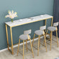 Nordic Bar Table 42-inch Height Artificial Marble Top Bar Table 70.9"L x 15.7"W x 41.3"H White Without Chairs Clearhalo 'Bar Furniture' 'Bar Tables' 'bar_tables' 'furn' 'furn_bar_tables' 'Furniture' 'furniture_bar_tables' 'Kitchen & Dining Furniture' 5031284