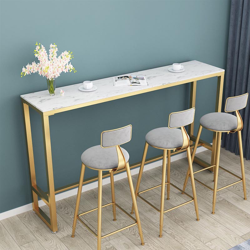 Nordic Bar Table 42-inch Height Artificial Marble Top Bar Table 70.9"L x 15.7"W x 41.3"H White Without Chairs Clearhalo 'Bar Furniture' 'Bar Tables' 'bar_tables' 'furn' 'furn_bar_tables' 'Furniture' 'furniture_bar_tables' 'Kitchen & Dining Furniture' 5031284