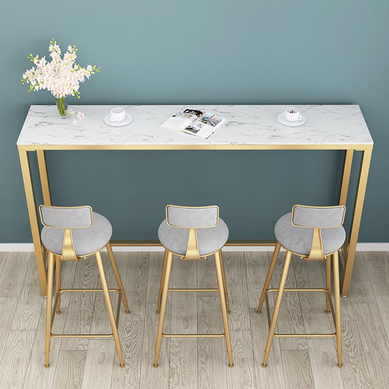 Nordic Bar Table 42-inch Height Artificial Marble Top Bar Table 63"L x 15.7"W x 41.3"H White Without Chairs Clearhalo 'Bar Furniture' 'Bar Tables' 'bar_tables' 'furn' 'furn_bar_tables' 'Furniture' 'furniture_bar_tables' 'Kitchen & Dining Furniture' 5031285