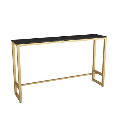 Nordic Bar Table 42-inch Height Artificial Marble Top Bar Table Black Without Chairs Clearhalo 'Bar Furniture' 'Bar Tables' 'bar_tables' 'furn' 'furn_bar_tables' 'Furniture' 'furniture_bar_tables' 'Kitchen & Dining Furniture' 5031288