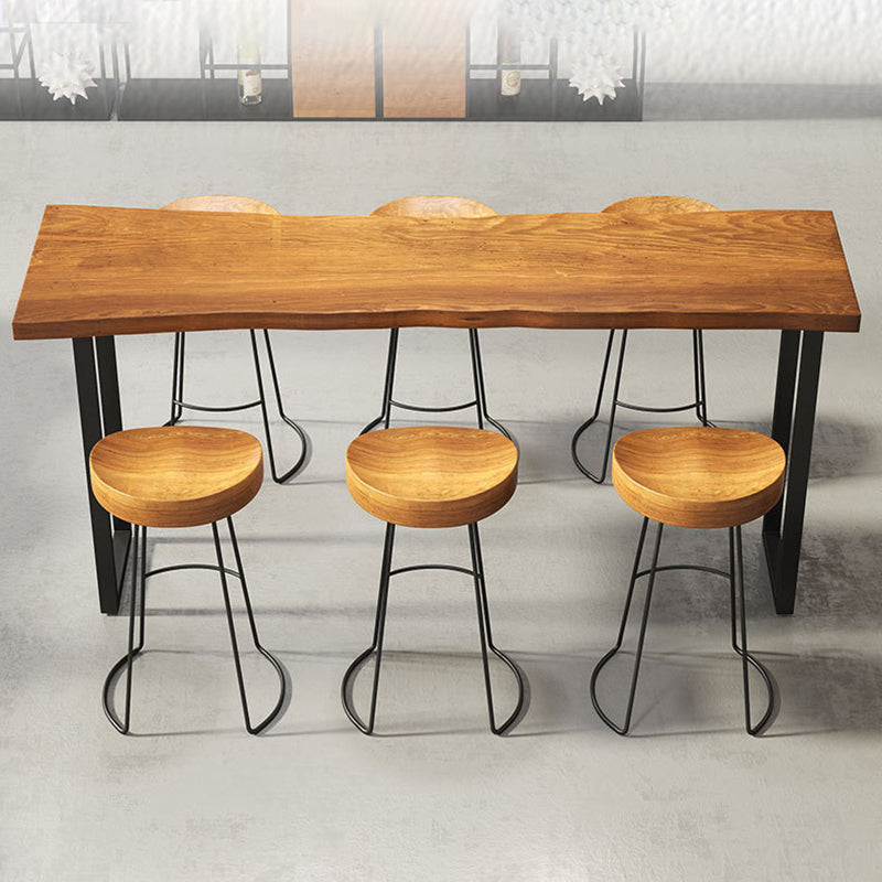Pine Wood Bar Table Traditional Luxury Rectangle Bar Table with Black Base 63"L x 17.7"W x 41.3"H Without Chairs Clearhalo 'Bar Furniture' 'Bar Tables' 'bar_tables' 'furn' 'furn_bar_tables' 'Furniture' 'furniture_bar_tables' 'Kitchen & Dining Furniture' 5031304