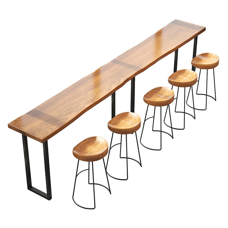 Pine Wood Bar Table Traditional Luxury Rectangle Bar Table with Black Base Clearhalo 'Bar Furniture' 'Bar Tables' 'bar_tables' 'furn' 'furn_bar_tables' 'Furniture' 'furniture_bar_tables' 'Kitchen & Dining Furniture' 5031311