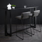 Industrial Bistro Bar Desk Indoor Stone and Metal Rectangle Bistro Bar Table 70.9"L x 15.7"W x 41.3"H Black Without Chairs Clearhalo 'Bar Furniture' 'Bar Tables' 'bar_tables' 'furn' 'furn_bar_tables' 'Furniture' 'furniture_bar_tables' 'Kitchen & Dining Furniture' 5031322