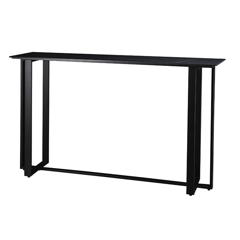 Industrial Bistro Bar Desk Indoor Stone and Metal Rectangle Bistro Bar Table Black Without Chairs Clearhalo 'Bar Furniture' 'Bar Tables' 'bar_tables' 'furn' 'furn_bar_tables' 'Furniture' 'furniture_bar_tables' 'Kitchen & Dining Furniture' 5031324