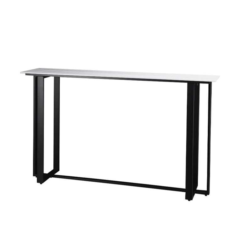Industrial Bistro Bar Desk Indoor Stone and Metal Rectangle Bistro Bar Table White Without Chairs Clearhalo 'Bar Furniture' 'Bar Tables' 'bar_tables' 'furn' 'furn_bar_tables' 'Furniture' 'furniture_bar_tables' 'Kitchen & Dining Furniture' 5031325