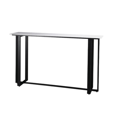 Industrial Bistro Bar Desk Indoor Stone and Metal Rectangle Bistro Bar Table White Without Chairs Clearhalo 'Bar Furniture' 'Bar Tables' 'bar_tables' 'furn' 'furn_bar_tables' 'Furniture' 'furniture_bar_tables' 'Kitchen & Dining Furniture' 5031325