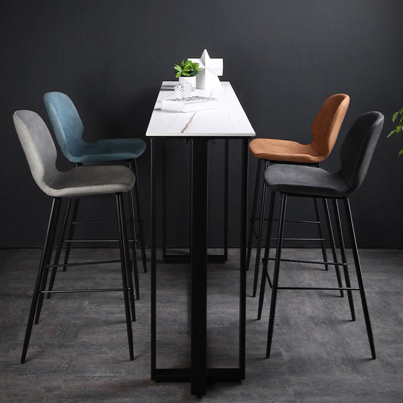 Industrial Bistro Bar Desk Indoor Stone and Metal Rectangle Bistro Bar Table Clearhalo 'Bar Furniture' 'Bar Tables' 'bar_tables' 'furn' 'furn_bar_tables' 'Furniture' 'furniture_bar_tables' 'Kitchen & Dining Furniture' 5031329