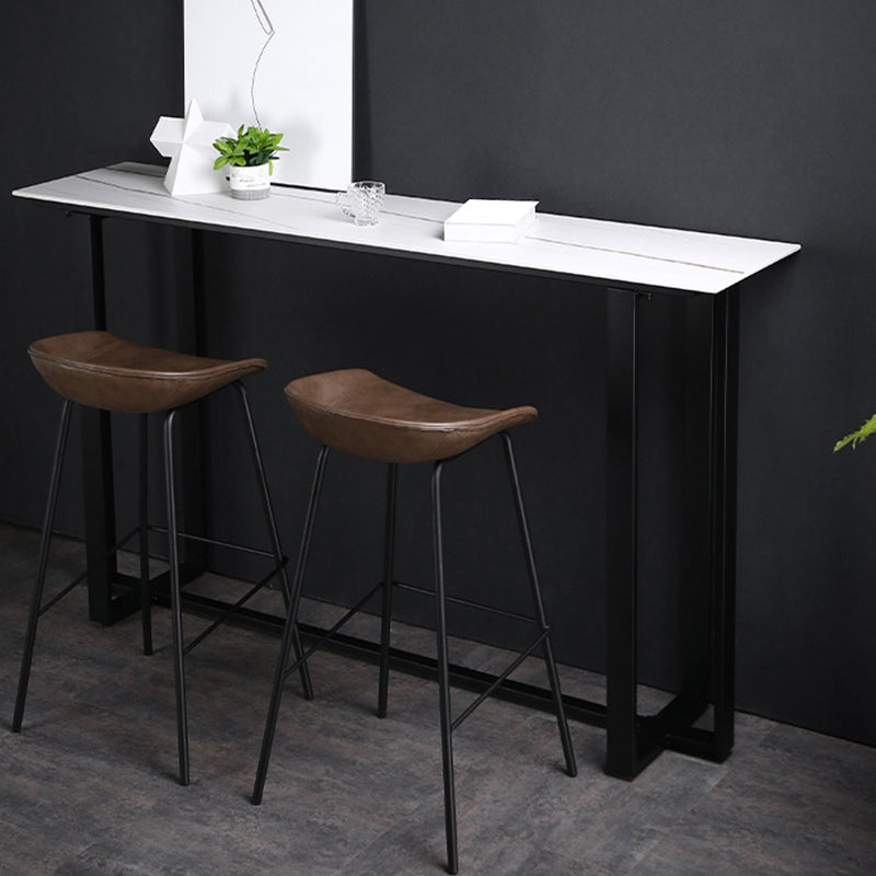 Industrial Bistro Bar Desk Indoor Stone and Metal Rectangle Bistro Bar Table Clearhalo 'Bar Furniture' 'Bar Tables' 'bar_tables' 'furn' 'furn_bar_tables' 'Furniture' 'furniture_bar_tables' 'Kitchen & Dining Furniture' 5031331