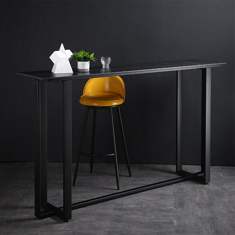 Industrial Bistro Bar Desk Indoor Stone and Metal Rectangle Bistro Bar Table Clearhalo 'Bar Furniture' 'Bar Tables' 'bar_tables' 'furn' 'furn_bar_tables' 'Furniture' 'furniture_bar_tables' 'Kitchen & Dining Furniture' 5031332