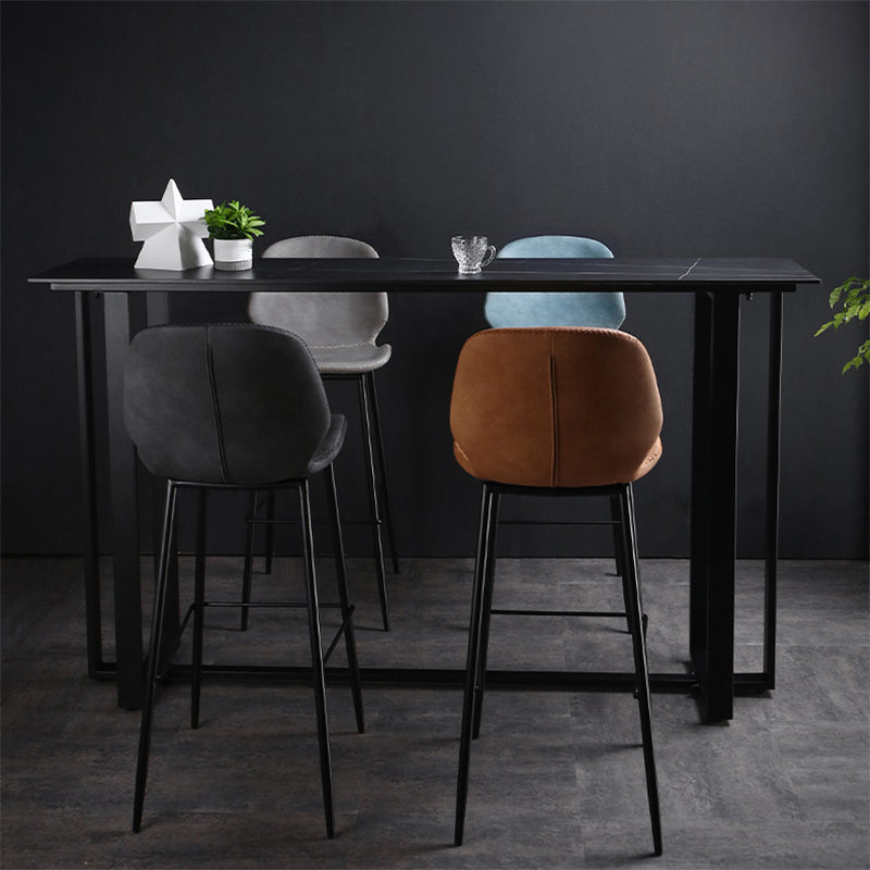 Industrial Bistro Bar Desk Indoor Stone and Metal Rectangle Bistro Bar Table Clearhalo 'Bar Furniture' 'Bar Tables' 'bar_tables' 'furn' 'furn_bar_tables' 'Furniture' 'furniture_bar_tables' 'Kitchen & Dining Furniture' 5031333