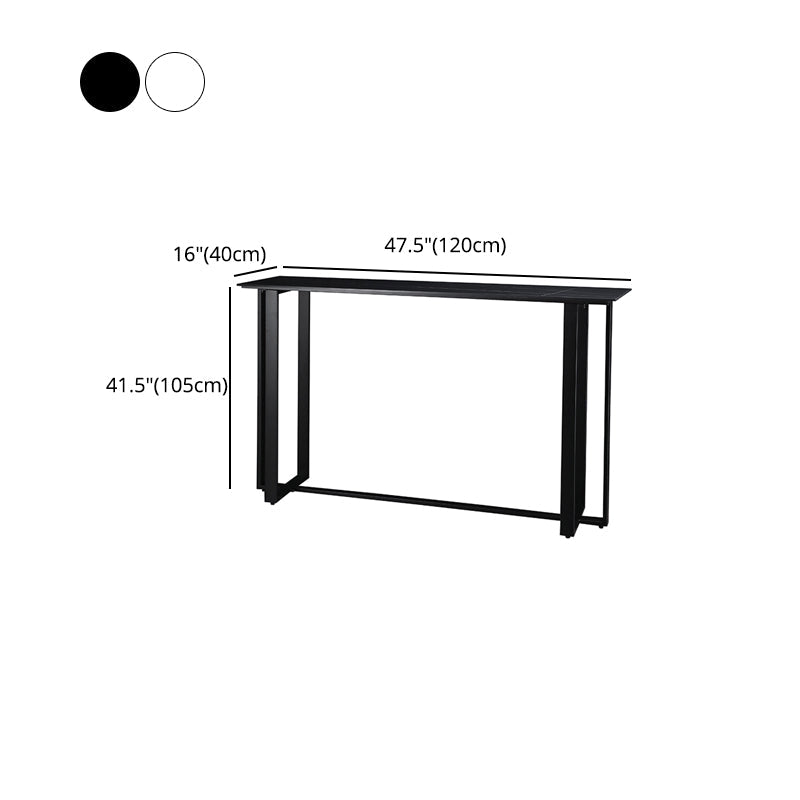 Industrial Bistro Bar Desk Indoor Stone and Metal Rectangle Bistro Bar Table Clearhalo 'Bar Furniture' 'Bar Tables' 'bar_tables' 'furn' 'furn_bar_tables' 'Furniture' 'furniture_bar_tables' 'Kitchen & Dining Furniture' 5031335