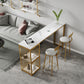 Glam Style Bar Table 42-inch Height Artificial Marble Top Bar Table 63"L x 15.7"W x 41.3"H White-Gold Without Chairs Clearhalo 'Bar Furniture' 'Bar Tables' 'bar_tables' 'furn' 'furn_bar_tables' 'Furniture' 'furniture_bar_tables' 'Kitchen & Dining Furniture' 5031342