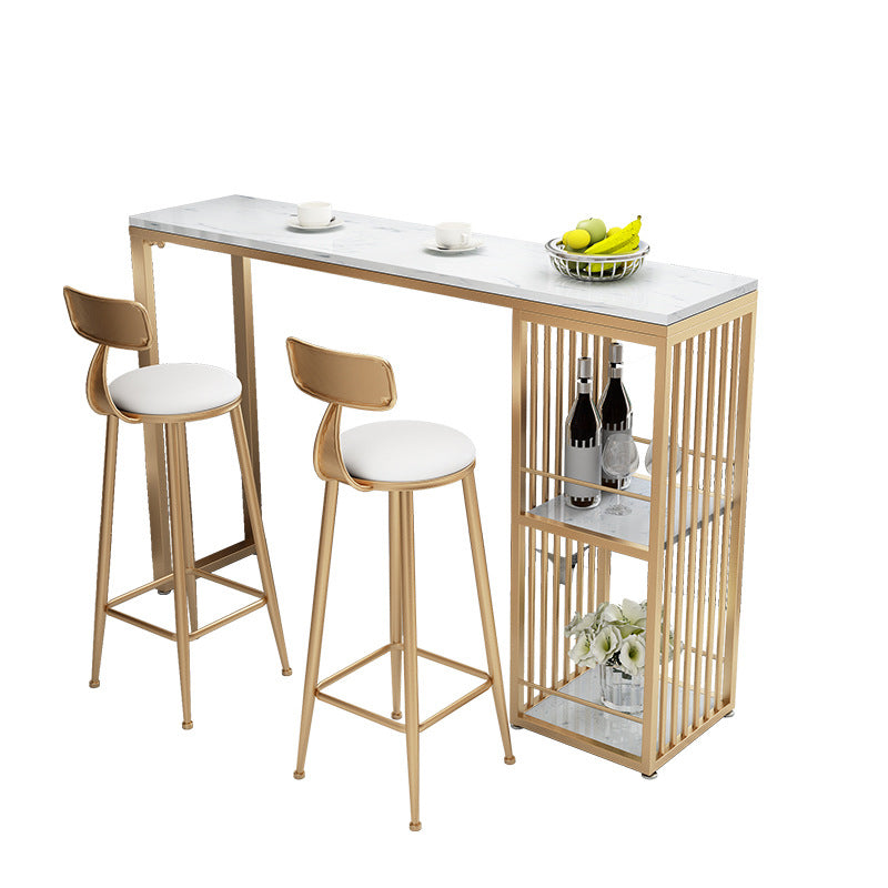 Glam Style Bar Table 42-inch Height Artificial Marble Top Bar Table Clearhalo 'Bar Furniture' 'Bar Tables' 'bar_tables' 'furn' 'furn_bar_tables' 'Furniture' 'furniture_bar_tables' 'Kitchen & Dining Furniture' 5031344
