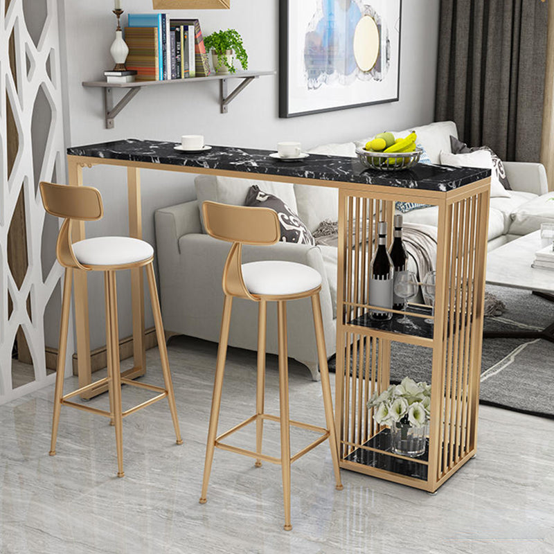 Glam Style Bar Table 42-inch Height Artificial Marble Top Bar Table Black-Gold Without Chairs Clearhalo 'Bar Furniture' 'Bar Tables' 'bar_tables' 'furn' 'furn_bar_tables' 'Furniture' 'furniture_bar_tables' 'Kitchen & Dining Furniture' 5031346