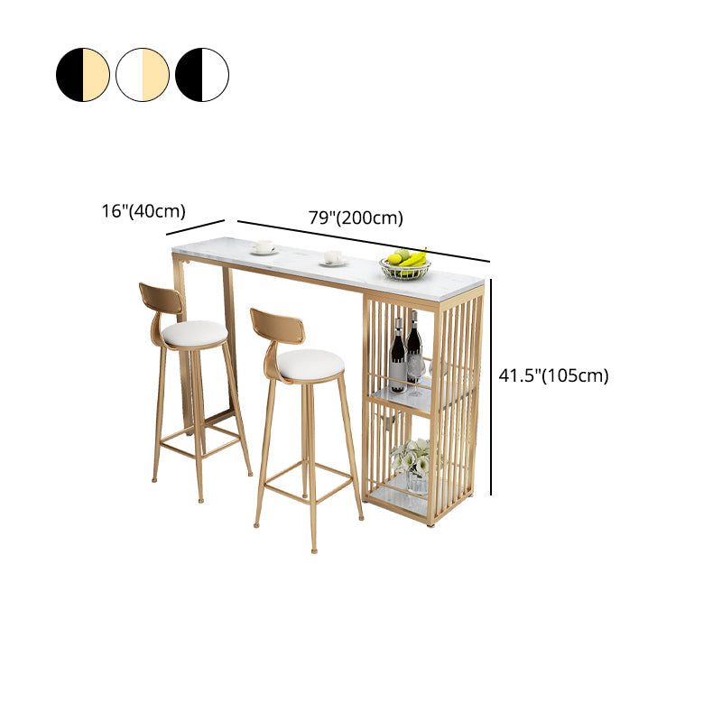 Glam Style Bar Table 42-inch Height Artificial Marble Top Bar Table Clearhalo 'Bar Furniture' 'Bar Tables' 'bar_tables' 'furn' 'furn_bar_tables' 'Furniture' 'furniture_bar_tables' 'Kitchen & Dining Furniture' 5031348
