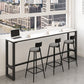 Stone Modern Cocktail Bar Table Footrest Trestle Rectangle Counter Table in White 70.9"L x 15.7"W x 41.3"H Without Chairs Clearhalo 'Bar Furniture' 'Bar Tables' 'bar_tables' 'furn' 'furn_bar_tables' 'Furniture' 'furniture_bar_tables' 'Kitchen & Dining Furniture' 5031354