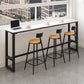 Stone Modern Cocktail Bar Table Footrest Trestle Rectangle Counter Table in White 55.1"L x 15.7"W x 41.3"H Without Chairs Clearhalo 'Bar Furniture' 'Bar Tables' 'bar_tables' 'furn' 'furn_bar_tables' 'Furniture' 'furniture_bar_tables' 'Kitchen & Dining Furniture' 5031356
