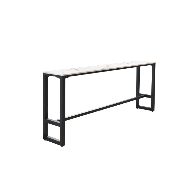 Stone Modern Cocktail Bar Table Footrest Trestle Rectangle Counter Table in White Without Chairs Clearhalo 'Bar Furniture' 'Bar Tables' 'bar_tables' 'furn' 'furn_bar_tables' 'Furniture' 'furniture_bar_tables' 'Kitchen & Dining Furniture' 5031358