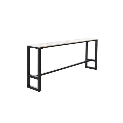 Stone Modern Cocktail Bar Table Footrest Trestle Rectangle Counter Table in White Without Chairs Clearhalo 'Bar Furniture' 'Bar Tables' 'bar_tables' 'furn' 'furn_bar_tables' 'Furniture' 'furniture_bar_tables' 'Kitchen & Dining Furniture' 5031358