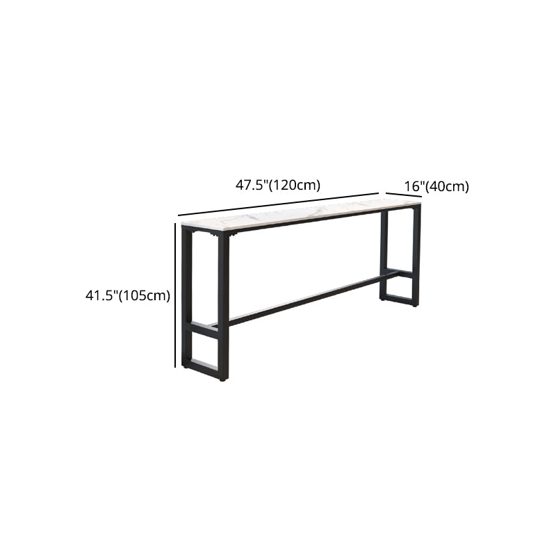 Stone Modern Cocktail Bar Table Footrest Trestle Rectangle Counter Table in White Clearhalo 'Bar Furniture' 'Bar Tables' 'bar_tables' 'furn' 'furn_bar_tables' 'Furniture' 'furniture_bar_tables' 'Kitchen & Dining Furniture' 5031361