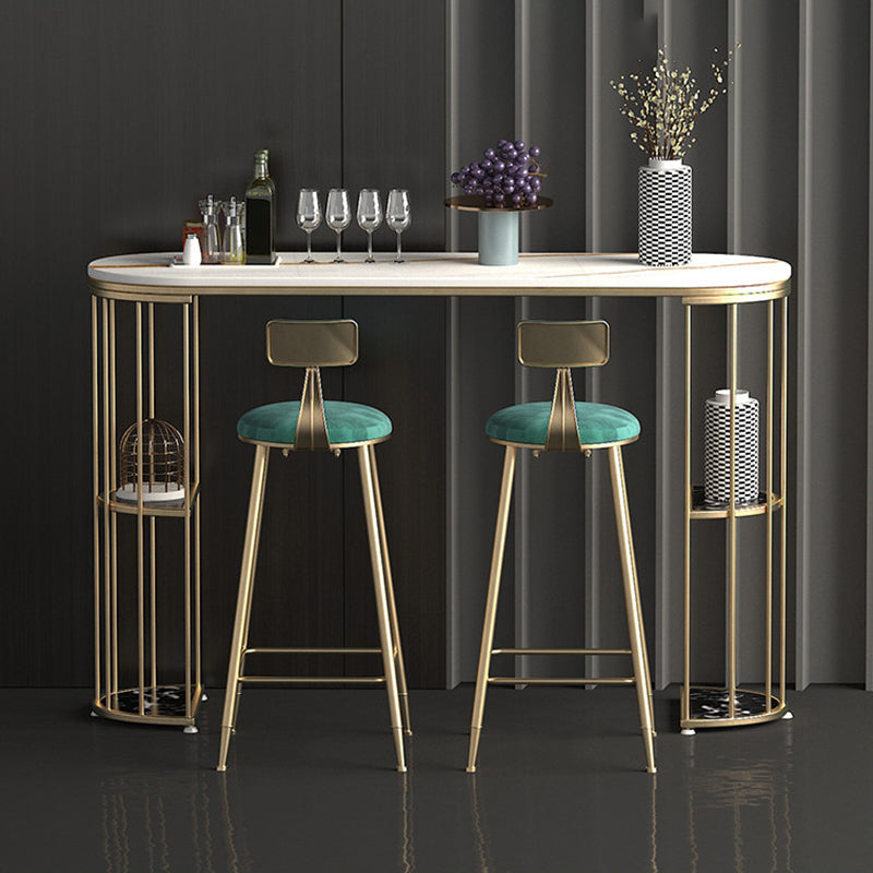 Contemporary Storage Bistro Accent Dining Table Indoor Double Pedestal Patio Bar Table 47.2"L x 15.7"W x 41.3"H White-Gold Without Chairs Clearhalo 'Bar Furniture' 'Bar Tables' 'bar_tables' 'furn' 'furn_bar_tables' 'Furniture' 'furniture_bar_tables' 'Kitchen & Dining Furniture' 5031366